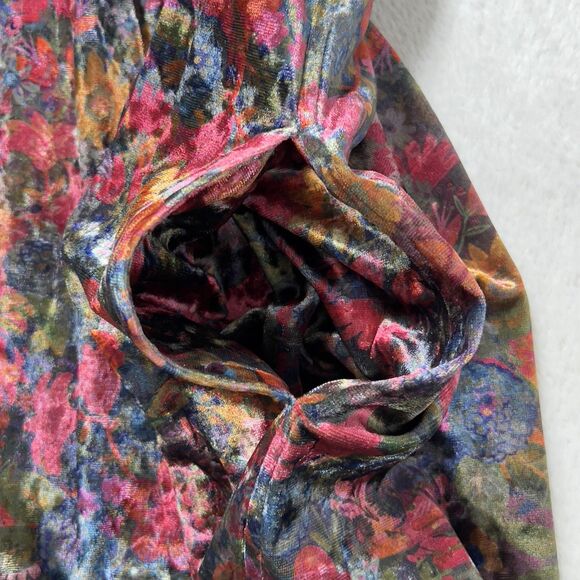 Natural Life Stella Velvet Babydoll Mini Dress Womens Sz L Floral V-Neck Boho - Picture 8 of 14